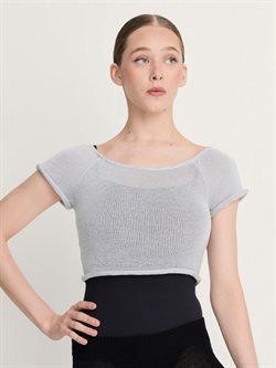 Lysegrå kort strik top fra Intermezzo