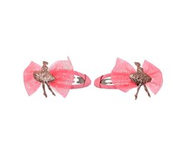 Hårclips med balletdanser og tutu - koralpink-guld