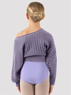 Bloch lyselila strik bluse med rib og glimmer detalje