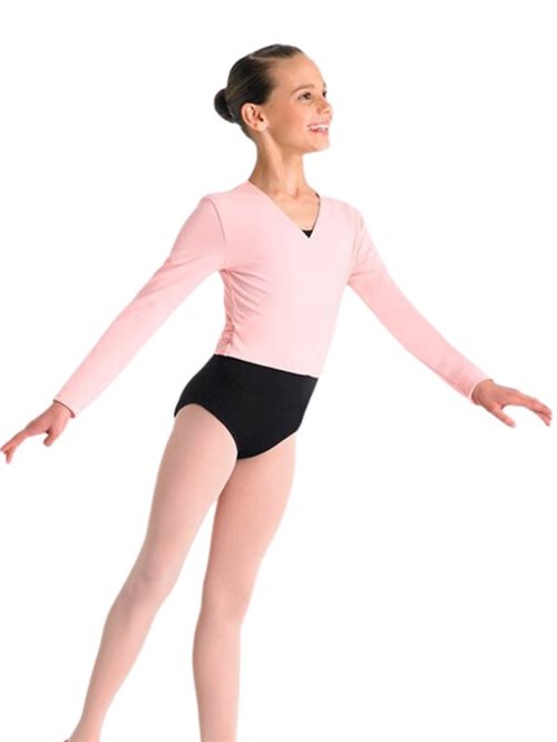 Lys rosa bomulds ballet wrap top til piger Bloch