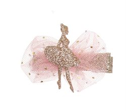 Guld glimmer hår clips med rosa tutu