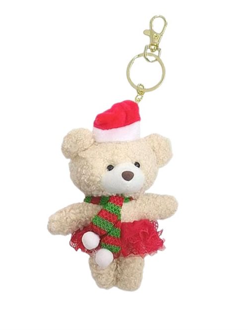 Nøglering med jule ballerina-bamse - creme
