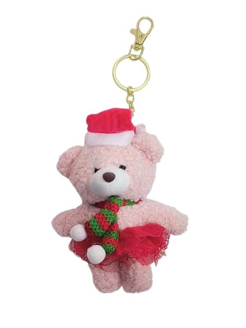 Nøglering med jule ballerina-bamse - rosa