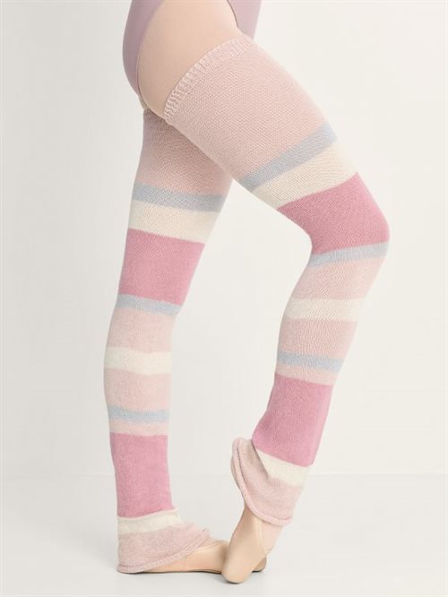 Lange lyserøde stribede benvarmere fra Intermezzo