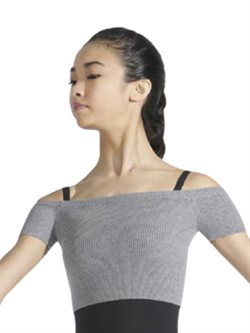 Kort grå rib top til ballet i blød kvalitet