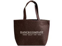 Dancecompany mørkebrun filtnet med cremefarvet logoprint
