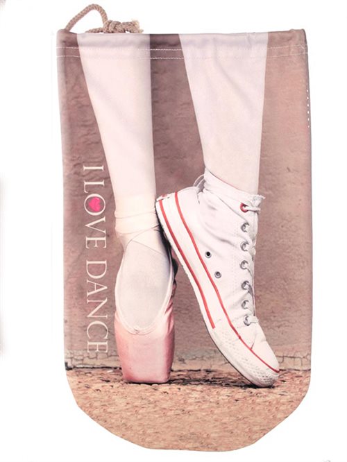 balletsko pose med print af tåsko og sneaker