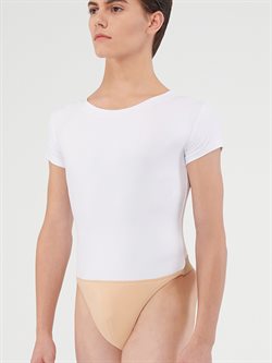 Hvid teen/herre body til ballet med dancebelt string