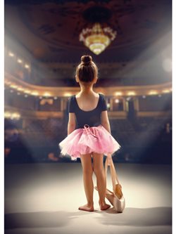 Plakat med balletpige på scene