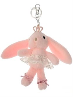 Ballet kanin nøglering med blonde tutu og diadem