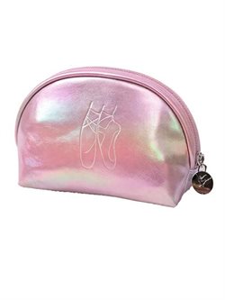 Lille rosa pung med lynlås med balletsko på