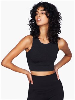 Moonchild sort sømløs crop top yoga og pilates